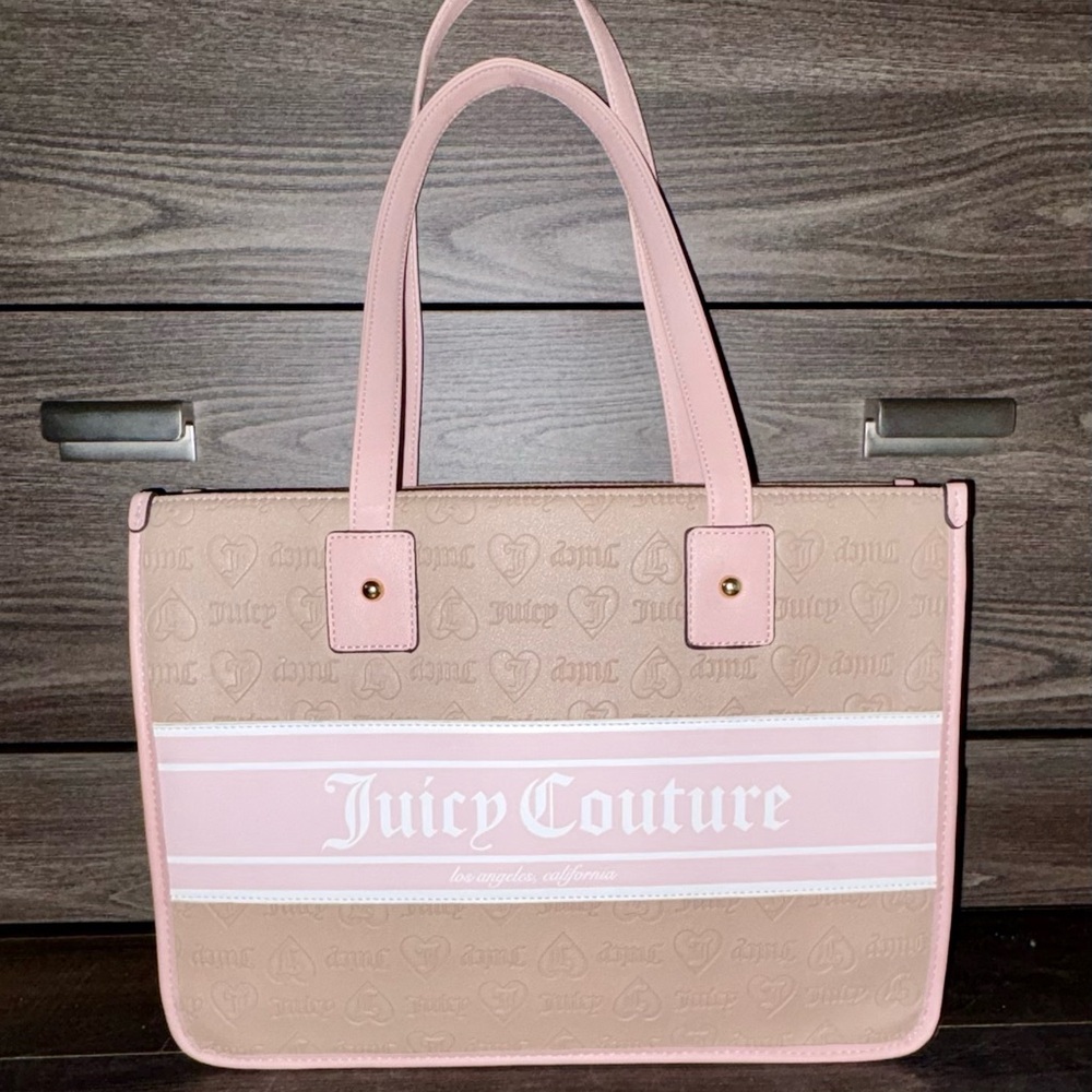 Juicy Couture Pink and Brown Logo Tote